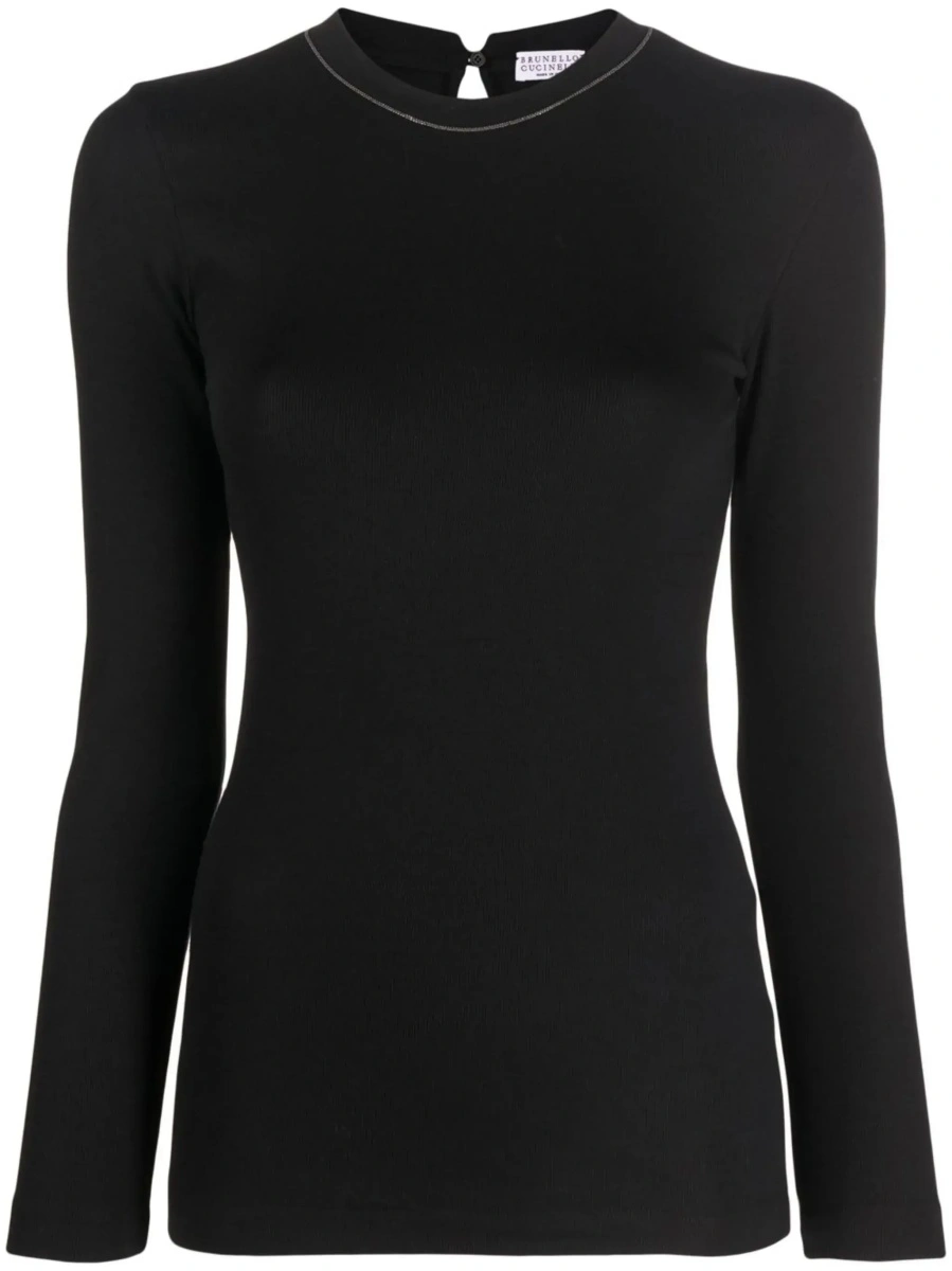 Tricou Brunello Cucinelli negru din bumbac - Img 7