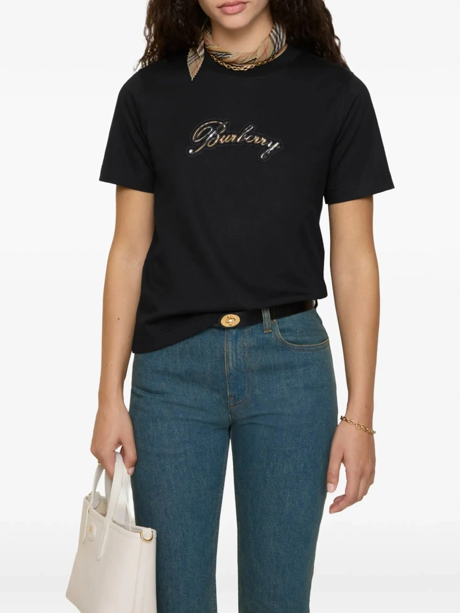Tricou Burberry negru din bumbac - Img 4