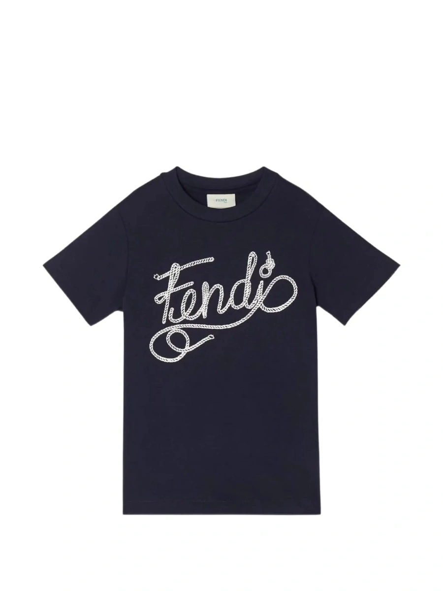 Tricou Fendi albastru din bumbac - Img 6