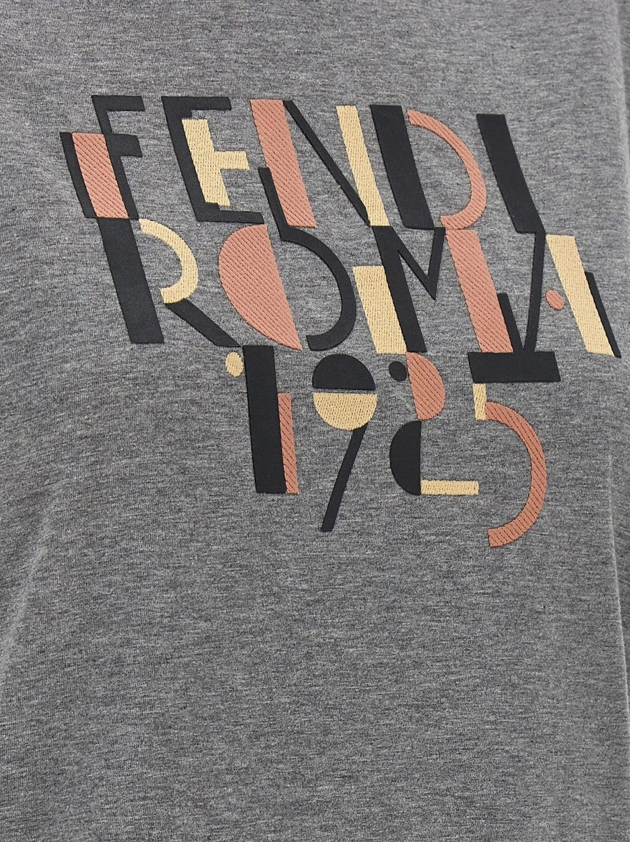 Tricou Fendi gri din bumbac - Img 5