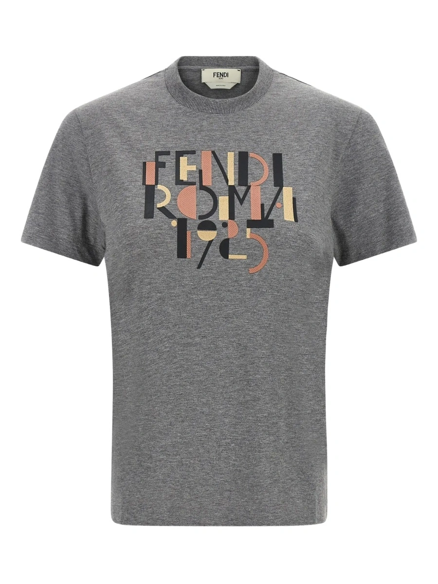 Tricou Fendi gri din bumbac - Img 6