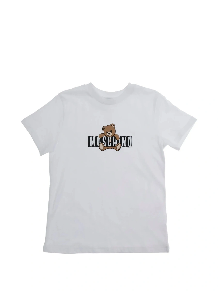 Tricou MoschinoS alb din bumbac 'MOSCHINO KIDS' - Img 6