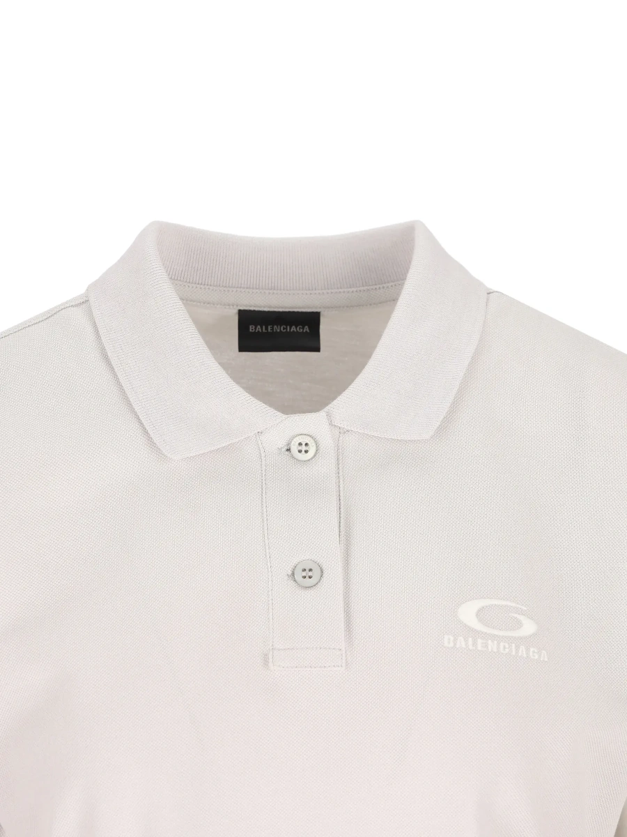 Tricou polo Balenciaga alb din bumbac - Img 6