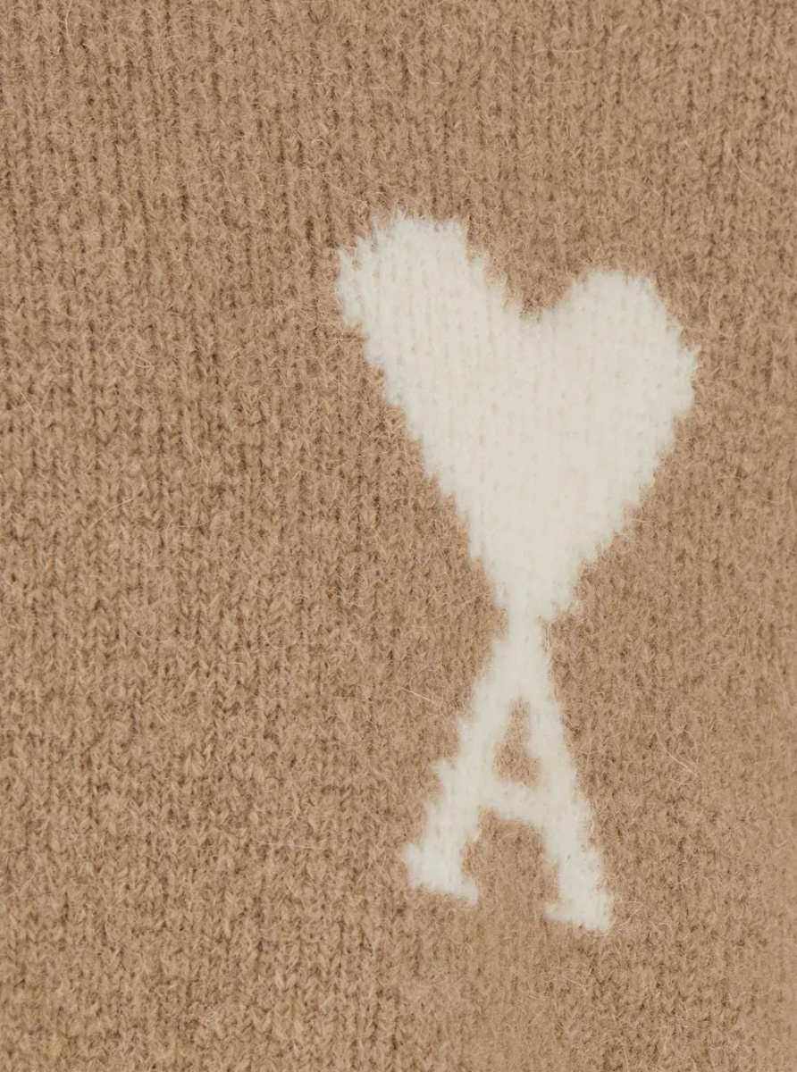 Tricou Polo Beige Sweater with Polo Collar and ADC Embroidery on the Front in Wool for Men - Img 3