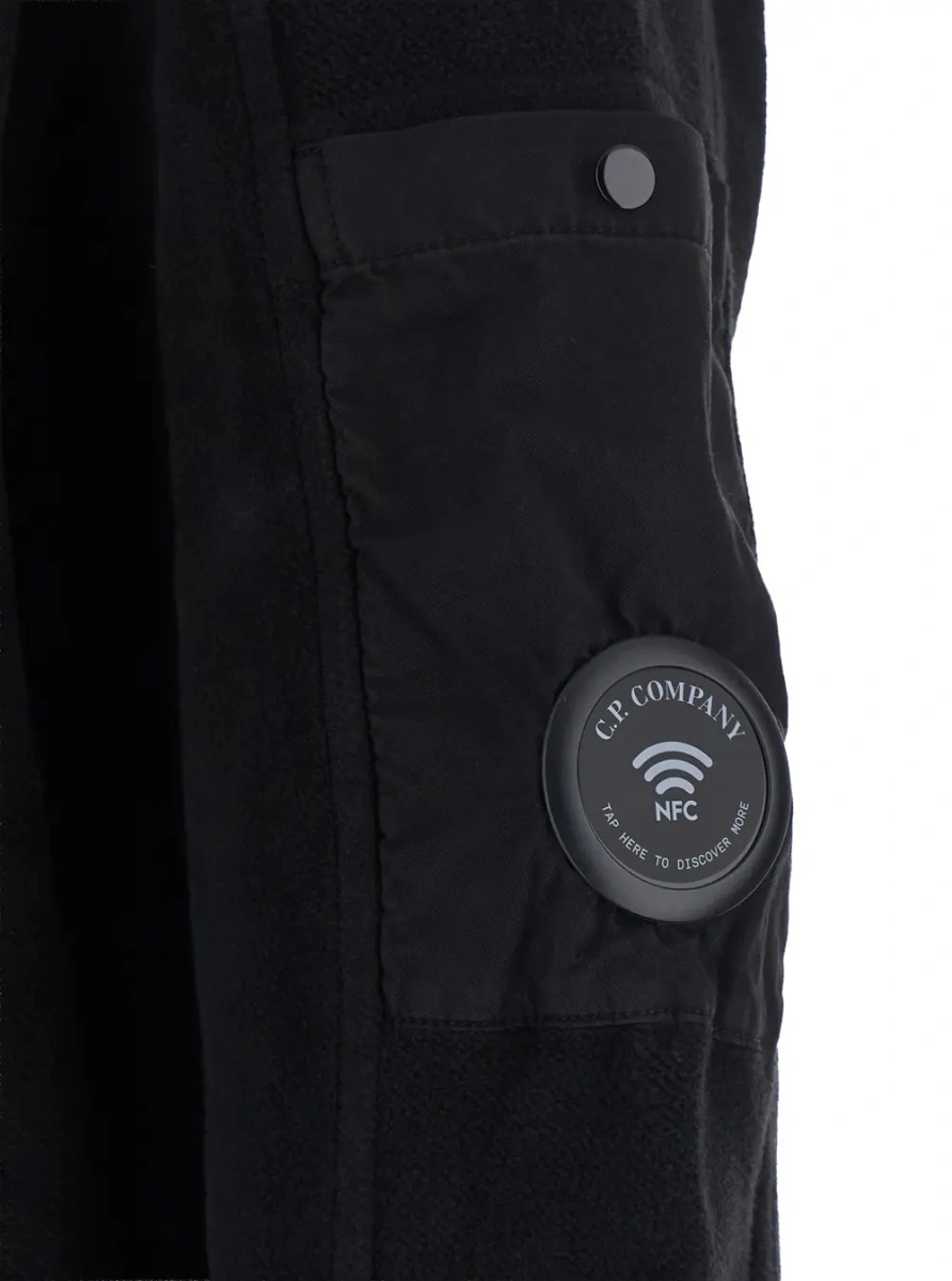 Tricou polo C.P. Company negru din fleece - Img 3