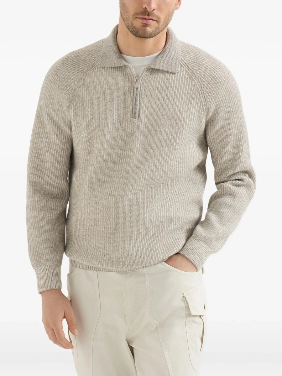 Tricou Polo Cashmere Milano Stitch Polo Sweater with zip - Img 7