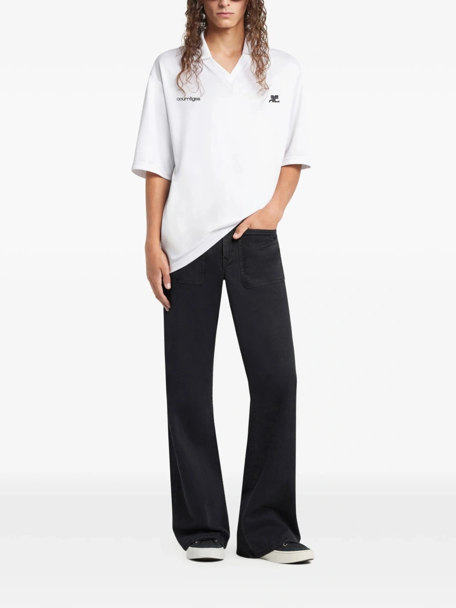 Tricou Polo COURRÈGES alb din polyester - Img 2