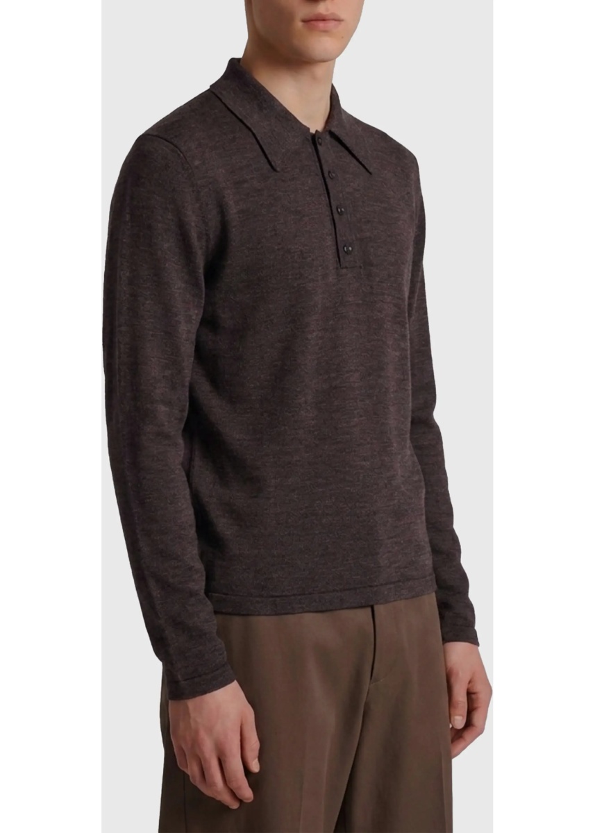 Tricou Polo Ecorce Mouliné Wool Long-Sleeve Polo - Img 3