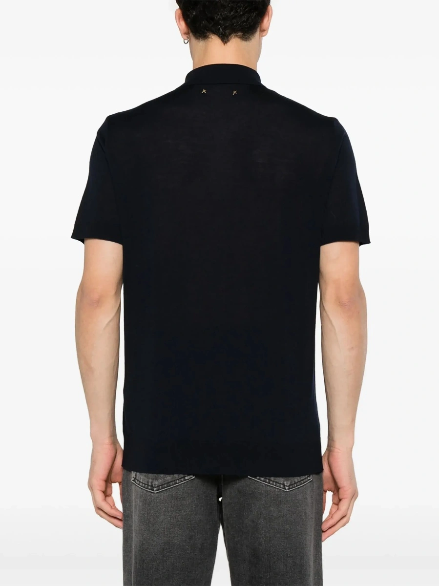 Tricou polo Golden Goose albastru din lana - Img 6