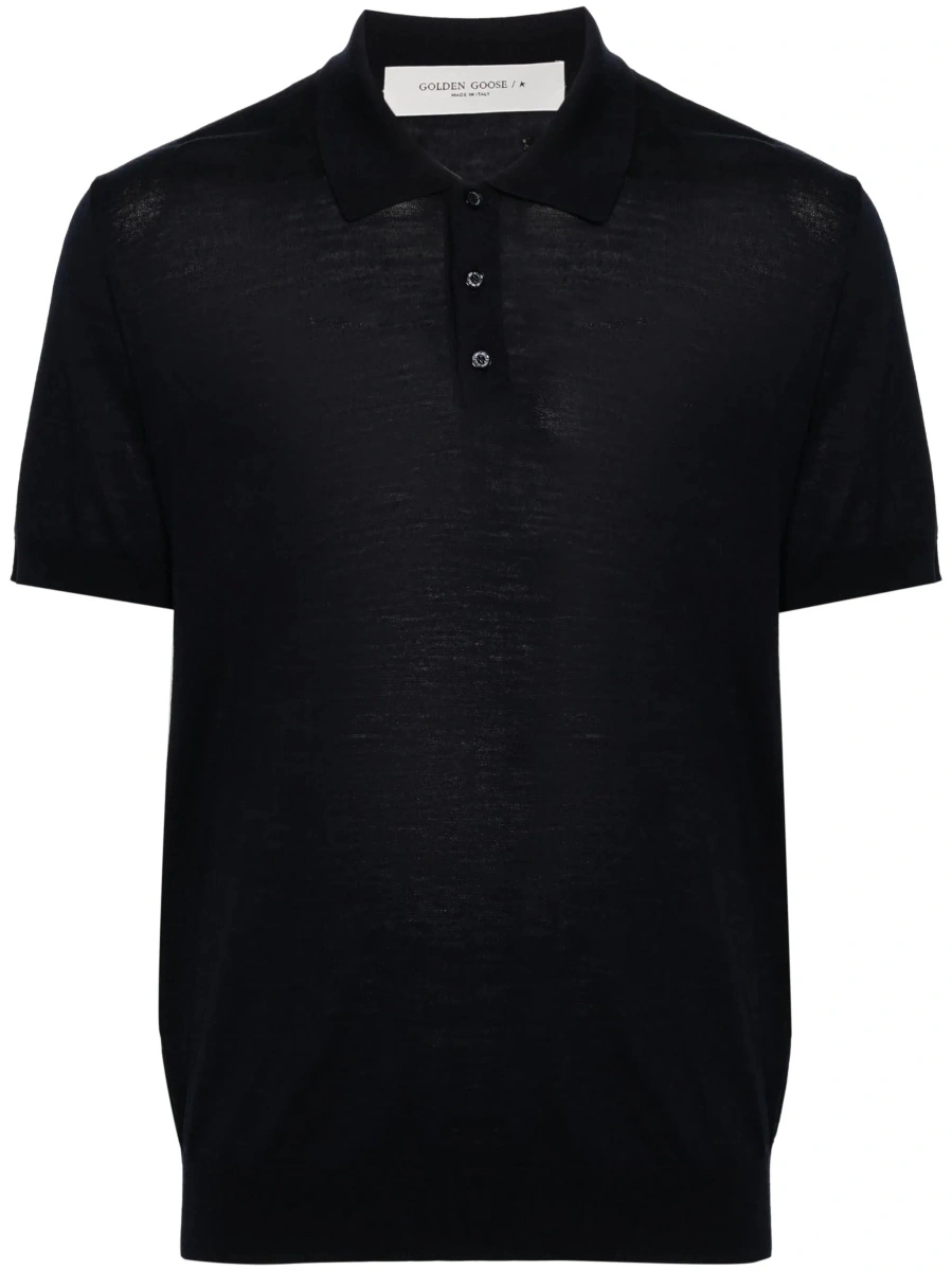 Tricou polo Golden Goose albastru din lana - Img 8