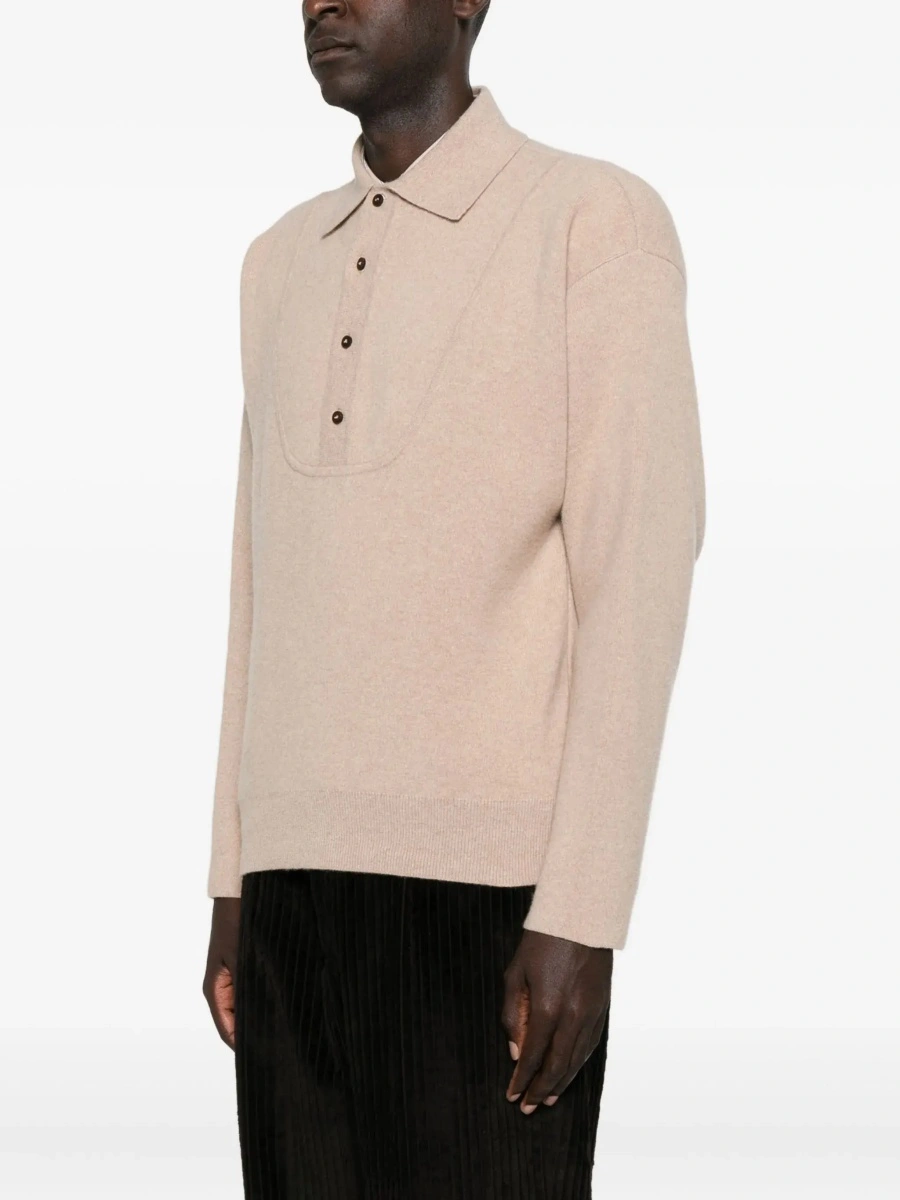 Tricou polo JACQUEMUS bej din lana - Img 5