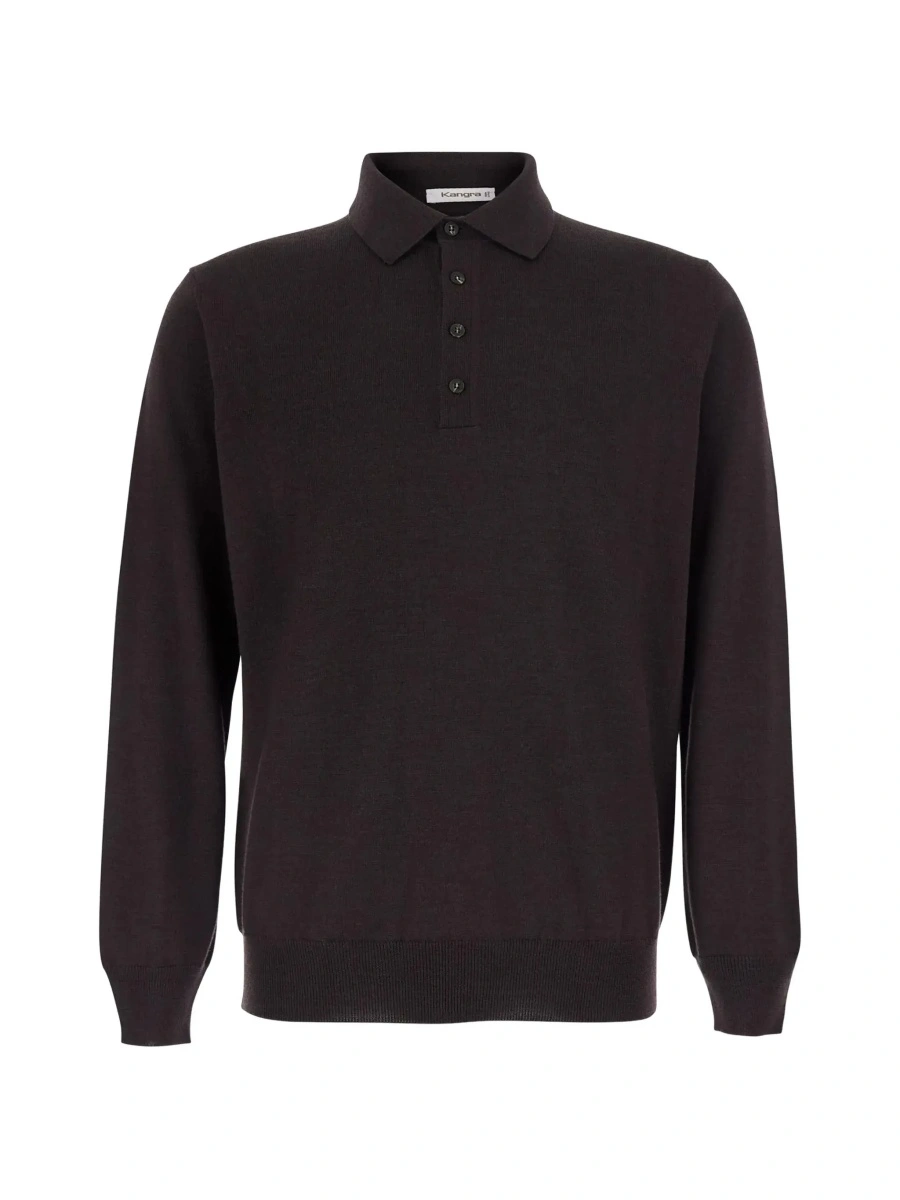 Tricou polo Kangra maro din lana merinos - Img 6