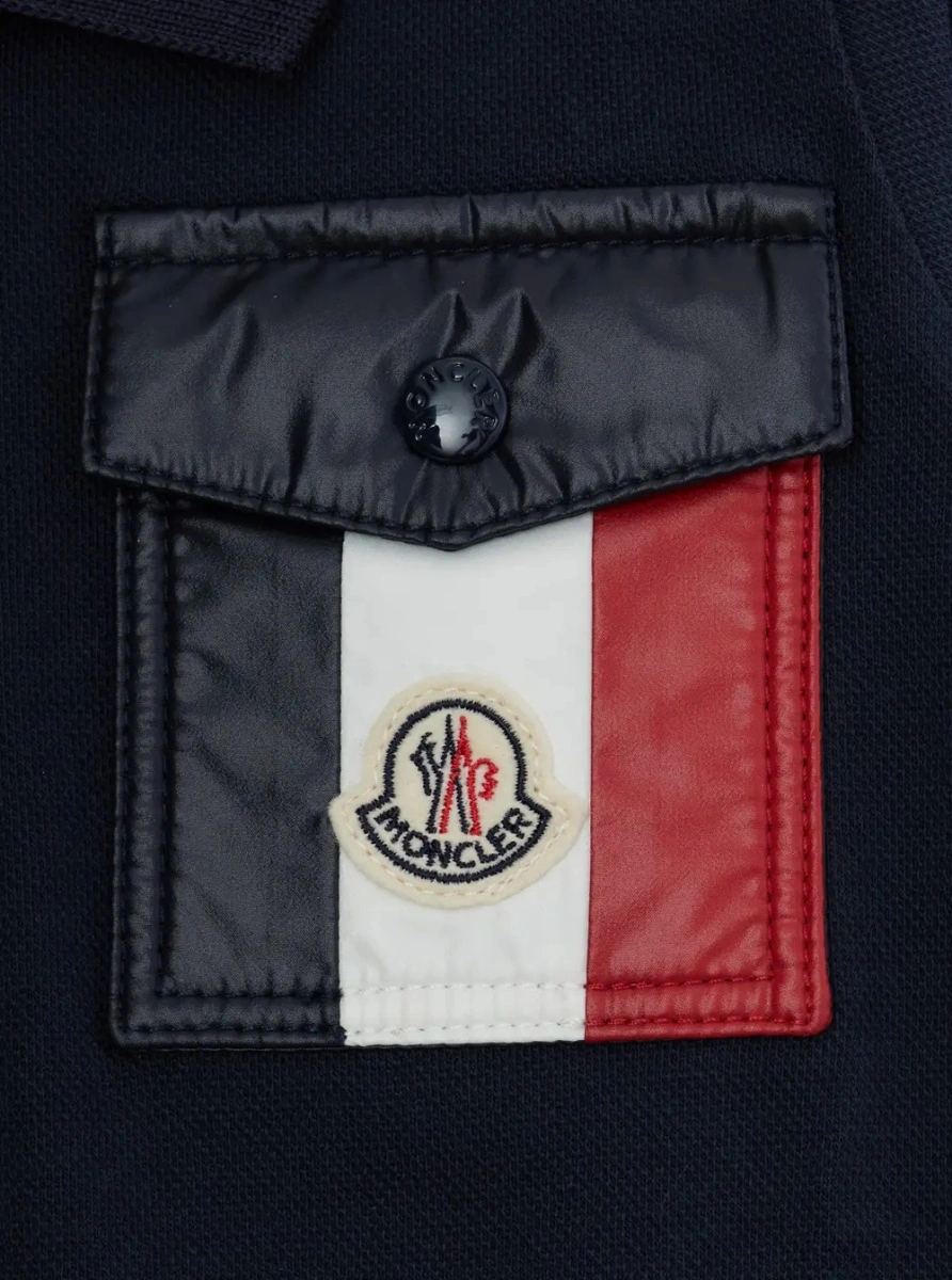 Tricou polo Moncler albastru din bumbac - Img 3
