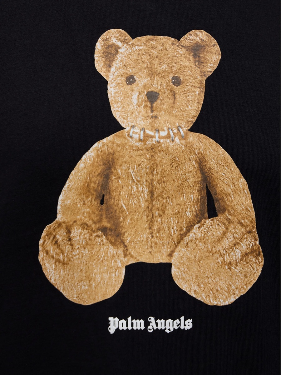 Tricou Polo Palm Angels Bear negru din bumbac - Img 3