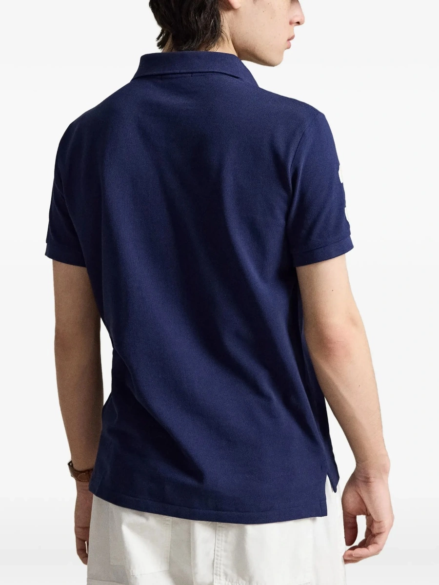 Tricou polo Ralph Lauren albastru din bumbac 'Custom Fit' - Img 6