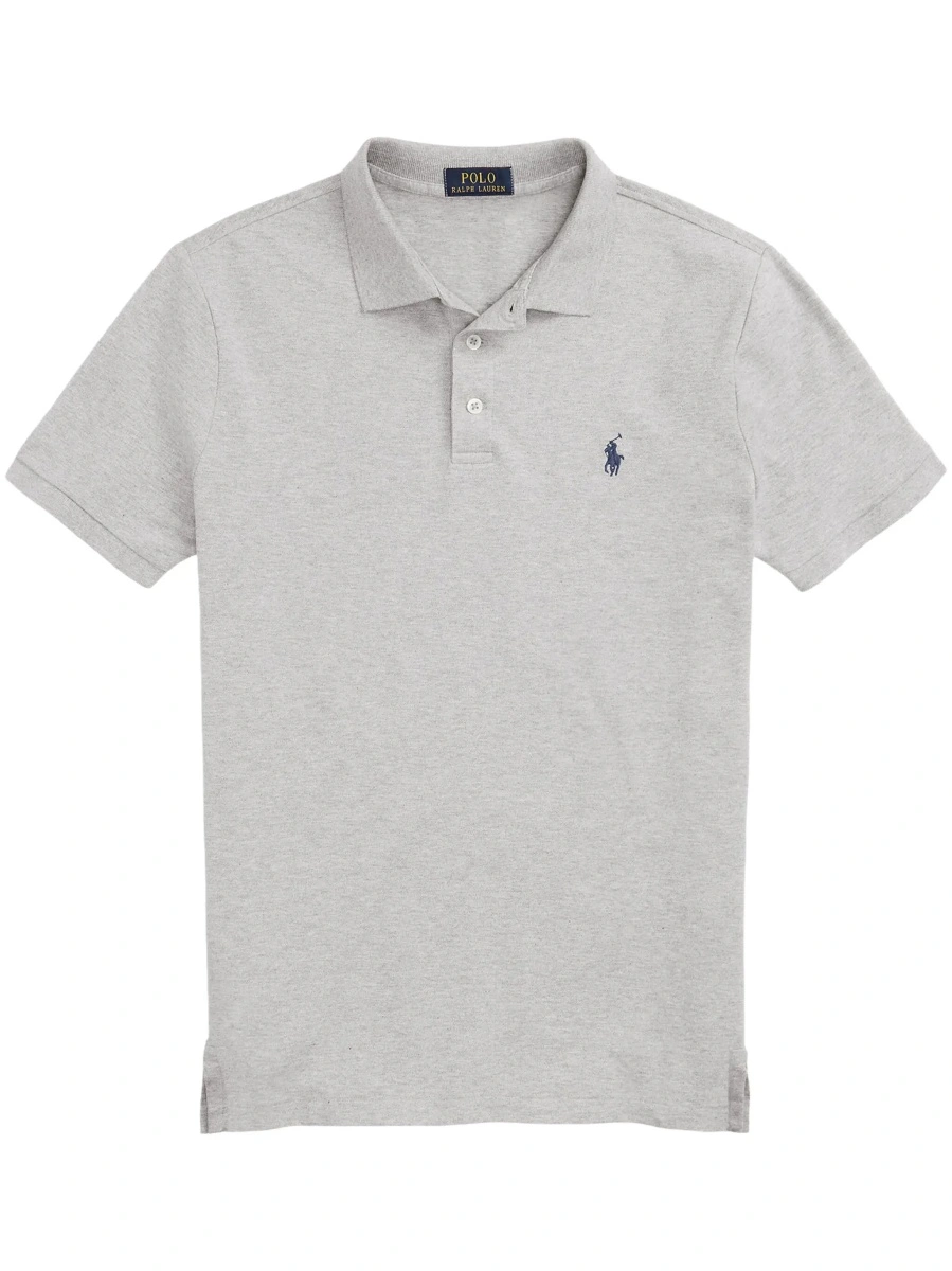 Tricou polo Ralph Lauren gri din bumbac 'Custom Fit' - Img 7