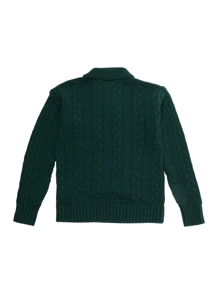 Tricou polo Ralph Lauren verde din bumbac si lana - Img 2