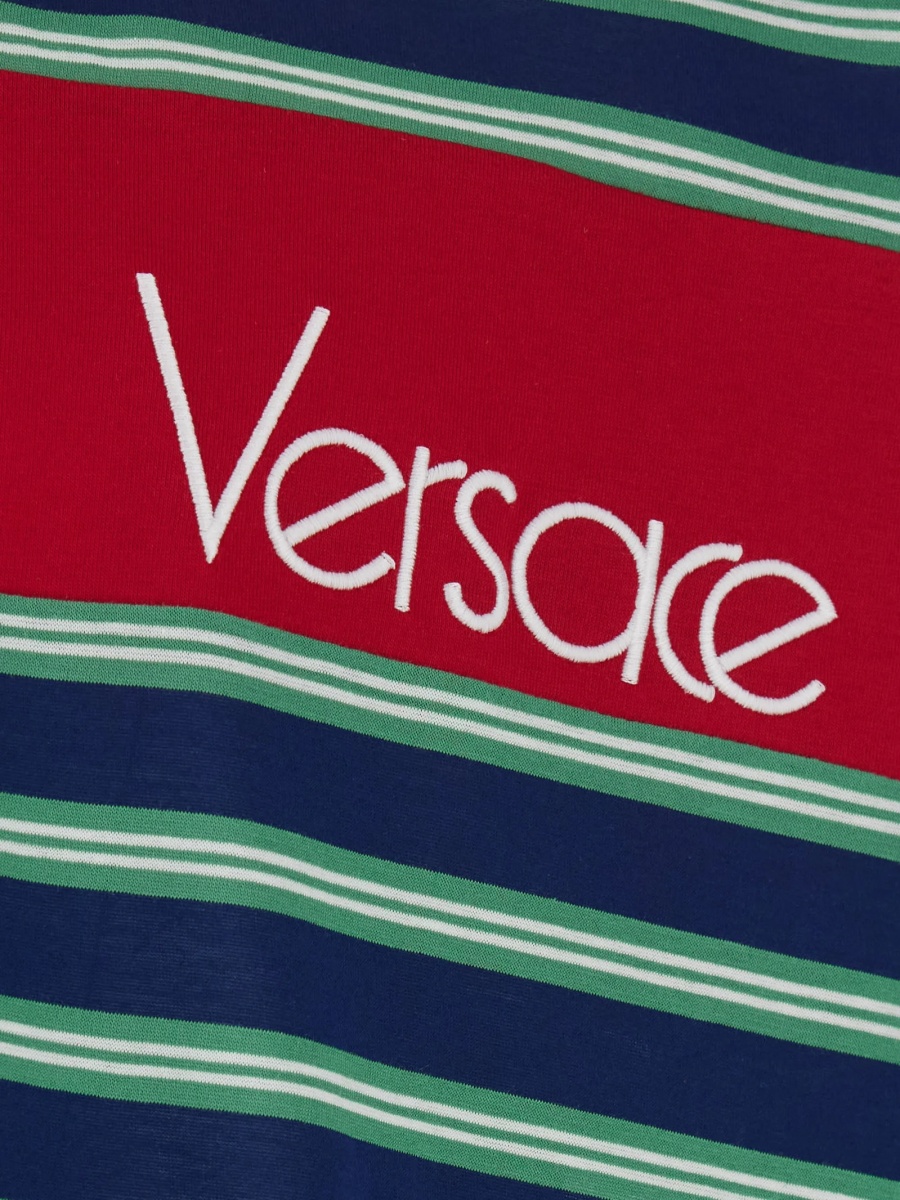 Tricou Polo Versace albastru din bumbac organic - Img 3