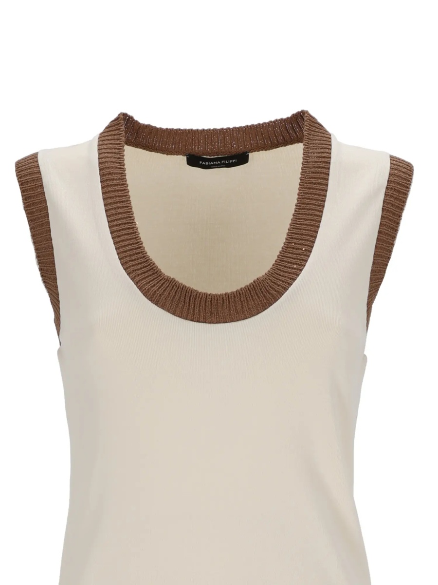 Tricou RIBBED JERSEY TANK TOP WITH SEQUIN KNIT TRIM - Img 3