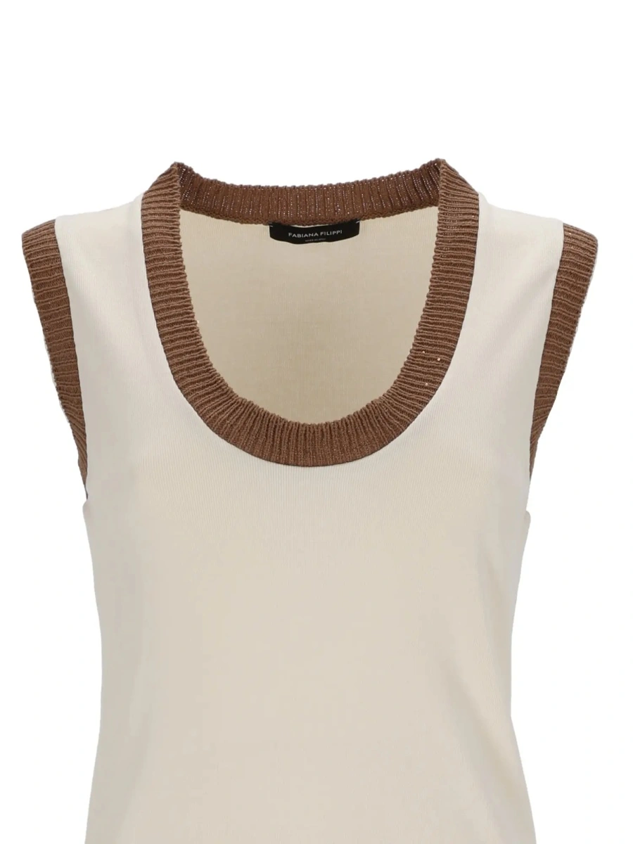 Tricou RIBBED JERSEY TANK TOP WITH SEQUIN KNIT TRIM - Img 3