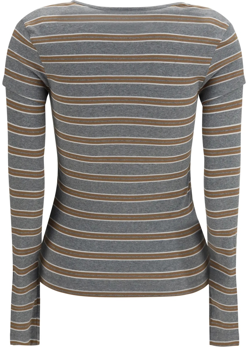 Tricou Ribbed V-neck long-sleeve T-shirt - Img 2