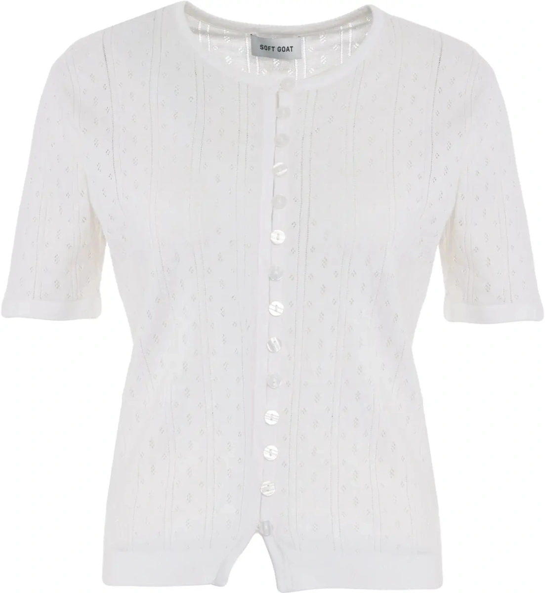 Tricou Soft Goat alb 'Pointelle' - Img 2