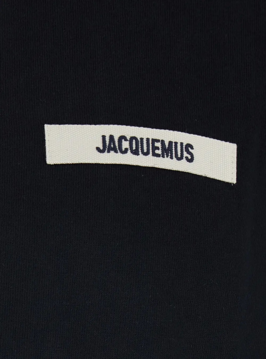 Tricou T-Shirt 'Le T-Shirt Gros Grain' Crew Neck with Logo Patch on the Front in Black Cotton for Men - Img 3