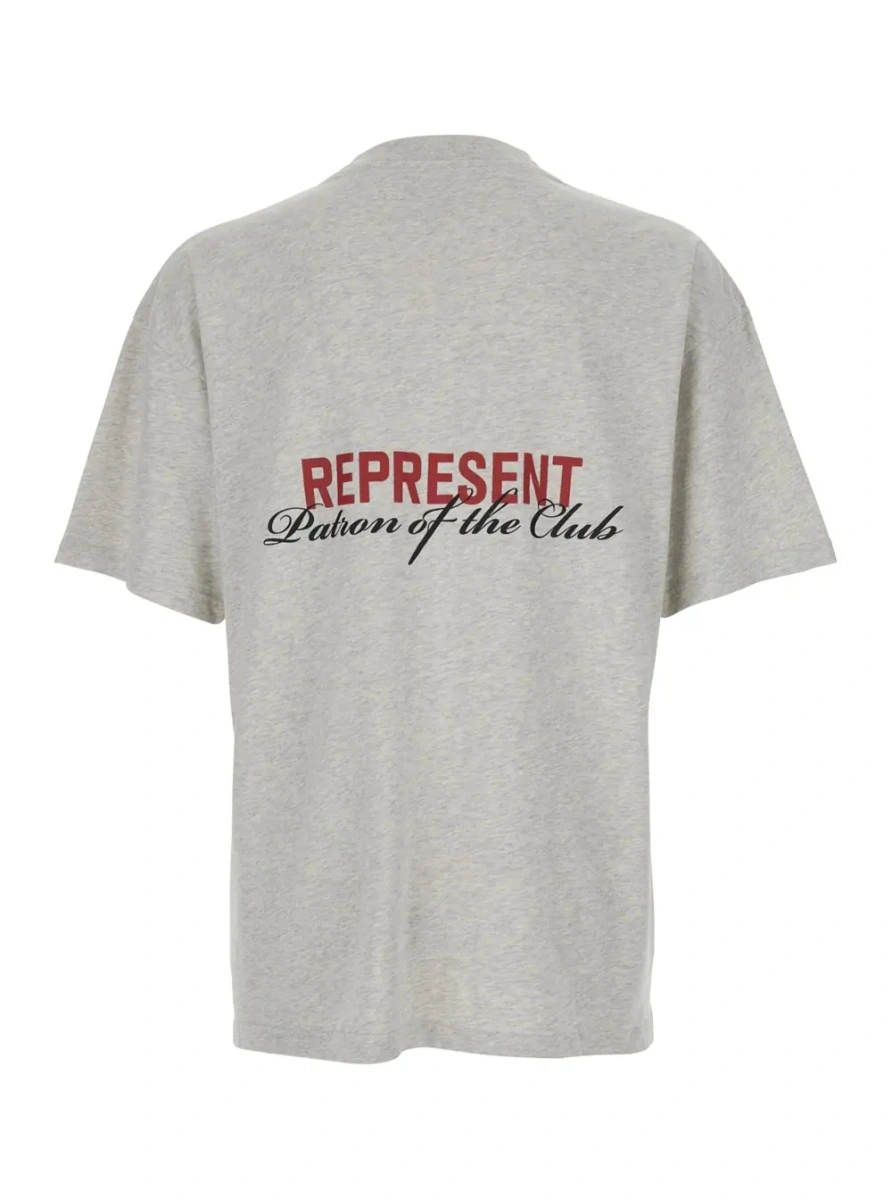 Tricou T-Shirt "Patron of the Club" Gray with Front and Back Logo Print in Men's Cotton - Img 2