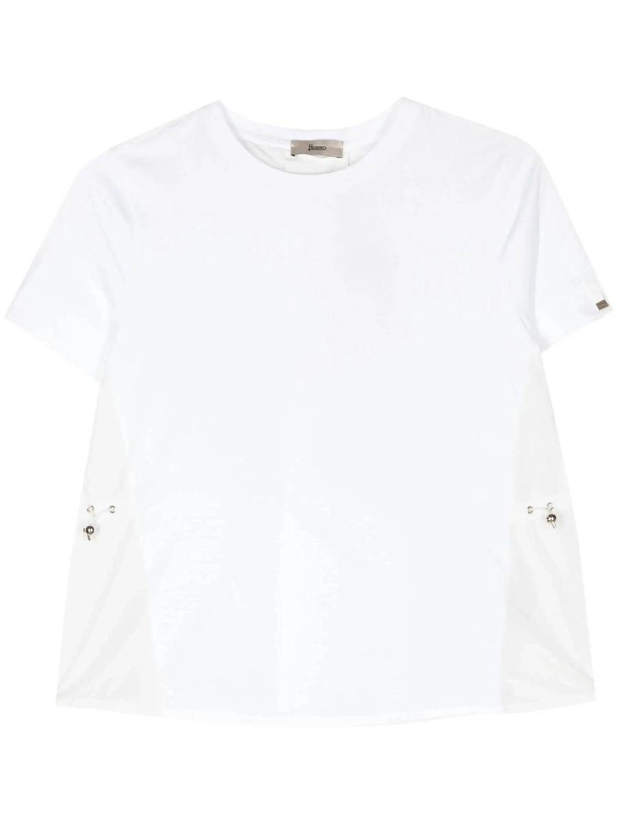 Tricou T-Shirt with Drawstring and Vent on the Back in White Cotton for Women - Img 5