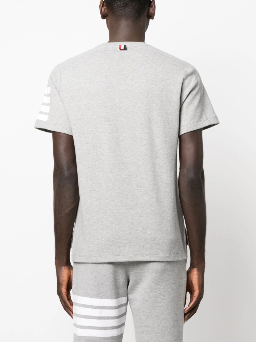 Tricou Thom Browne gri din bumbac - Img 4