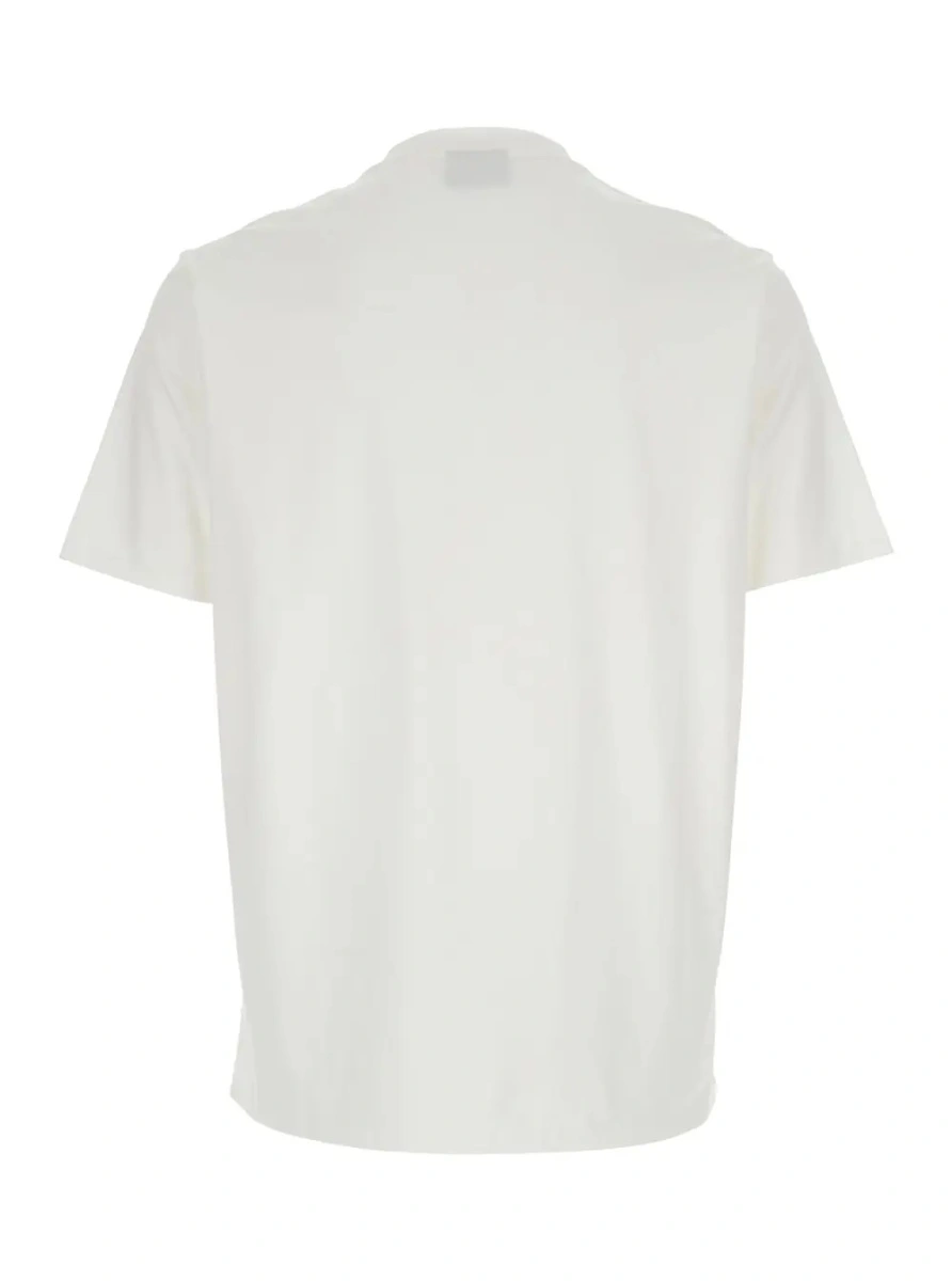 Tricou White Crew Neck T-Shirt with logo lettering in Cotton for Men - Img 2