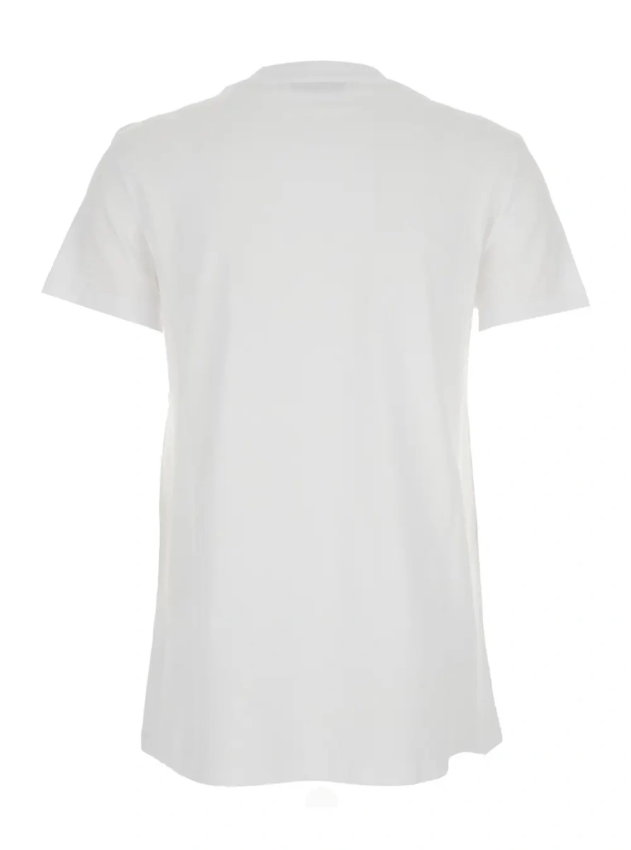 Tricou White Crewneck T-Shirt with Tonal Logo on the Front in Cotton Woman - Img 2