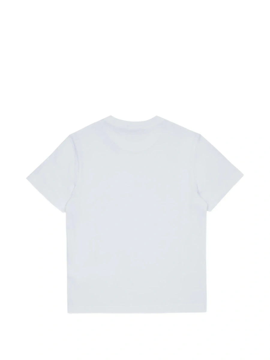 Tricou White Round neck T-shirt with logo on the front in Cotton Girl - Img 4