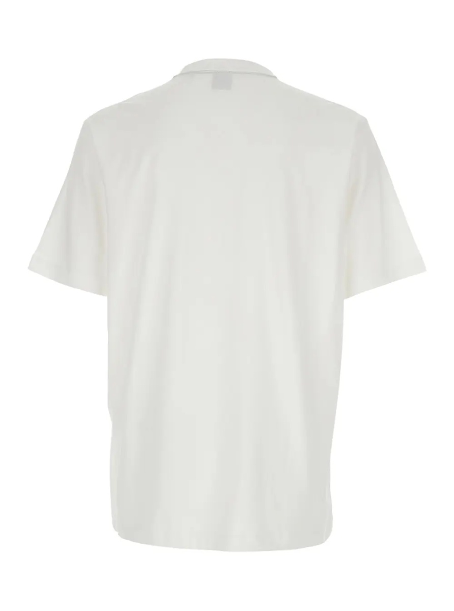 Tricou White T-Shirt with Logo Lettering Embroidery on the Front in Cotton for Men - Img 2