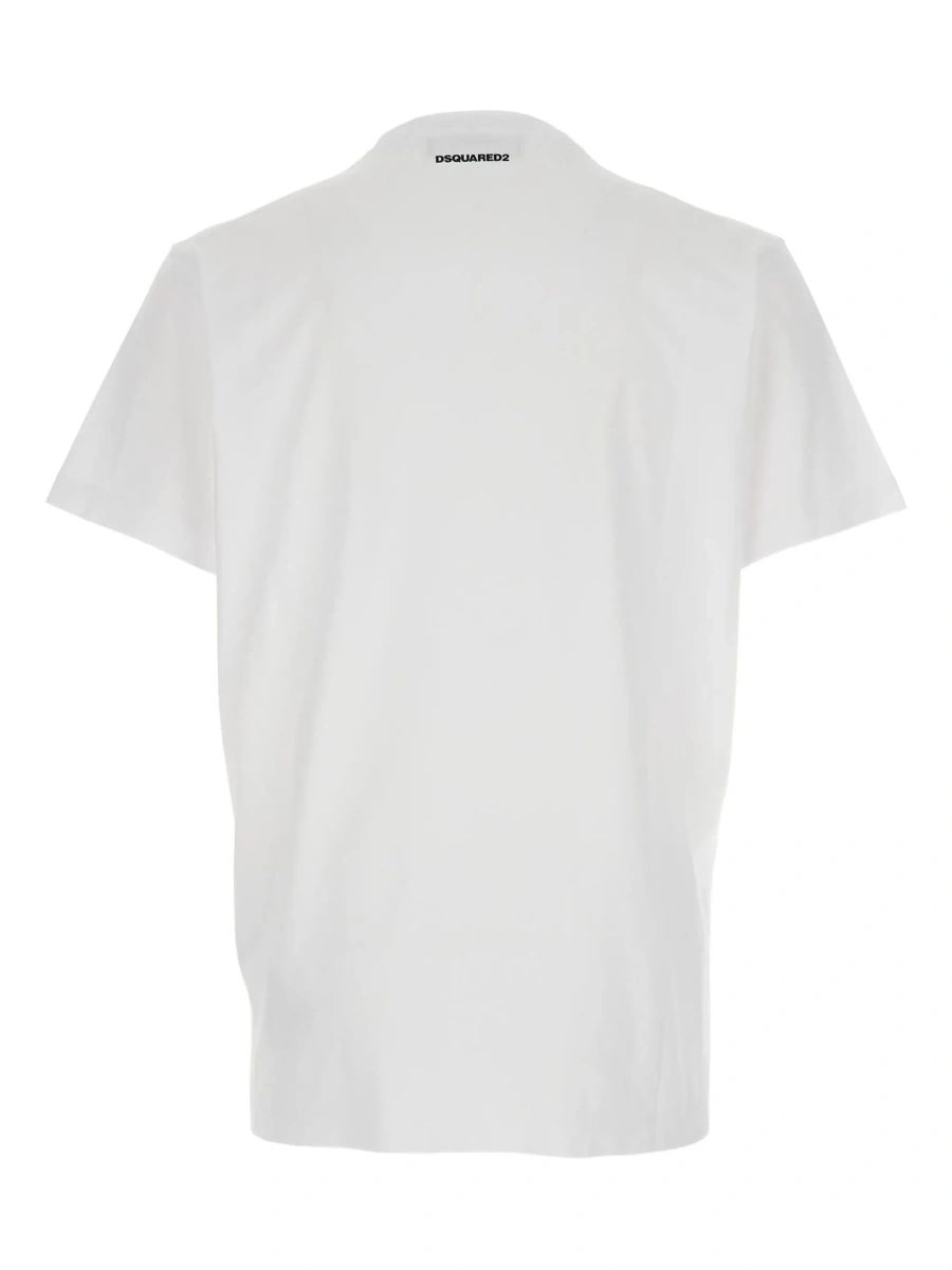 Tricou White T-Shirt with Logo on the Front in Cotton Man - Img 4