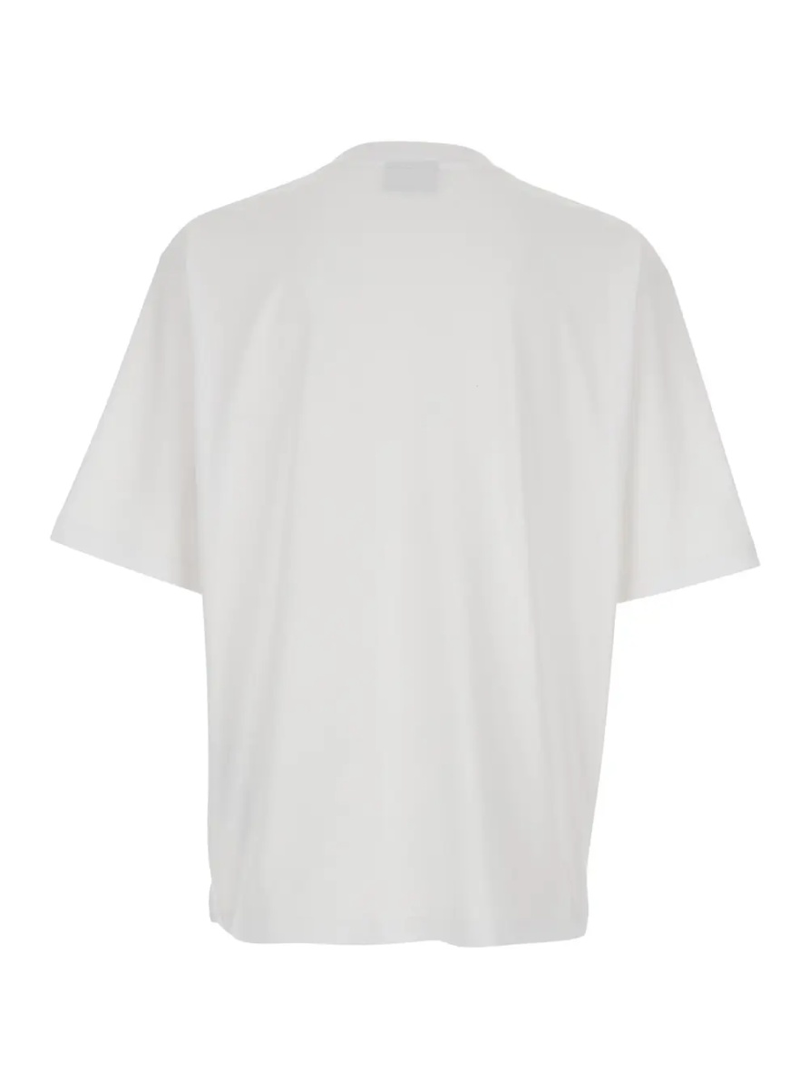 Tricou White T-Shirt with Maxi Logo on the Front in Cotton for Men - Img 2