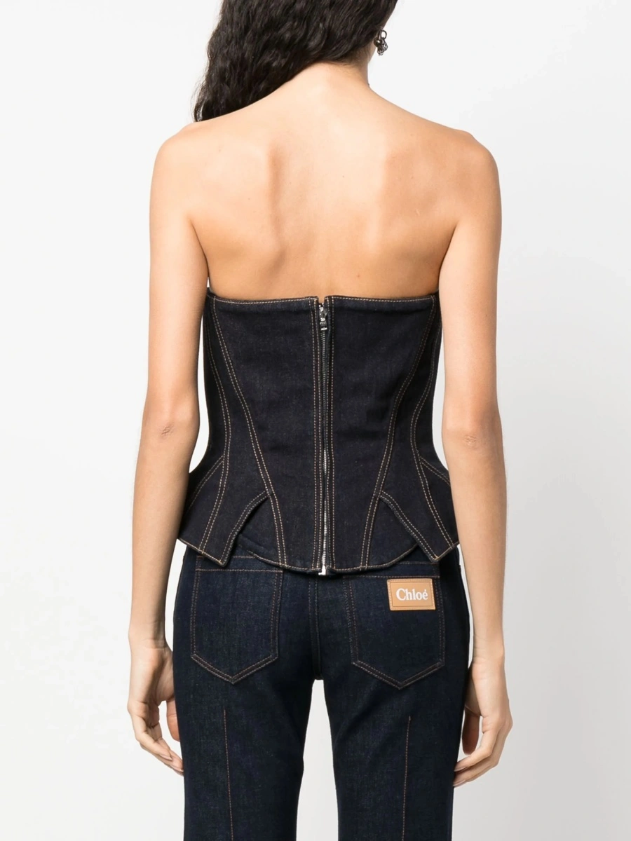 Vesta Alexander McQueen albastra din bumbac si elastan - Img 4