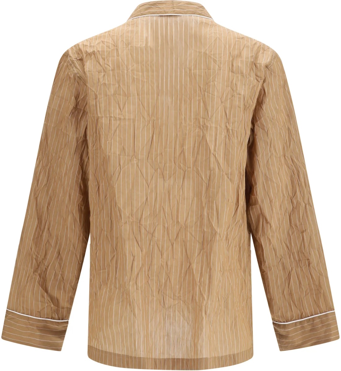 Vesta Vanity Shirt-style robe in froissé striped fabric - Img 2