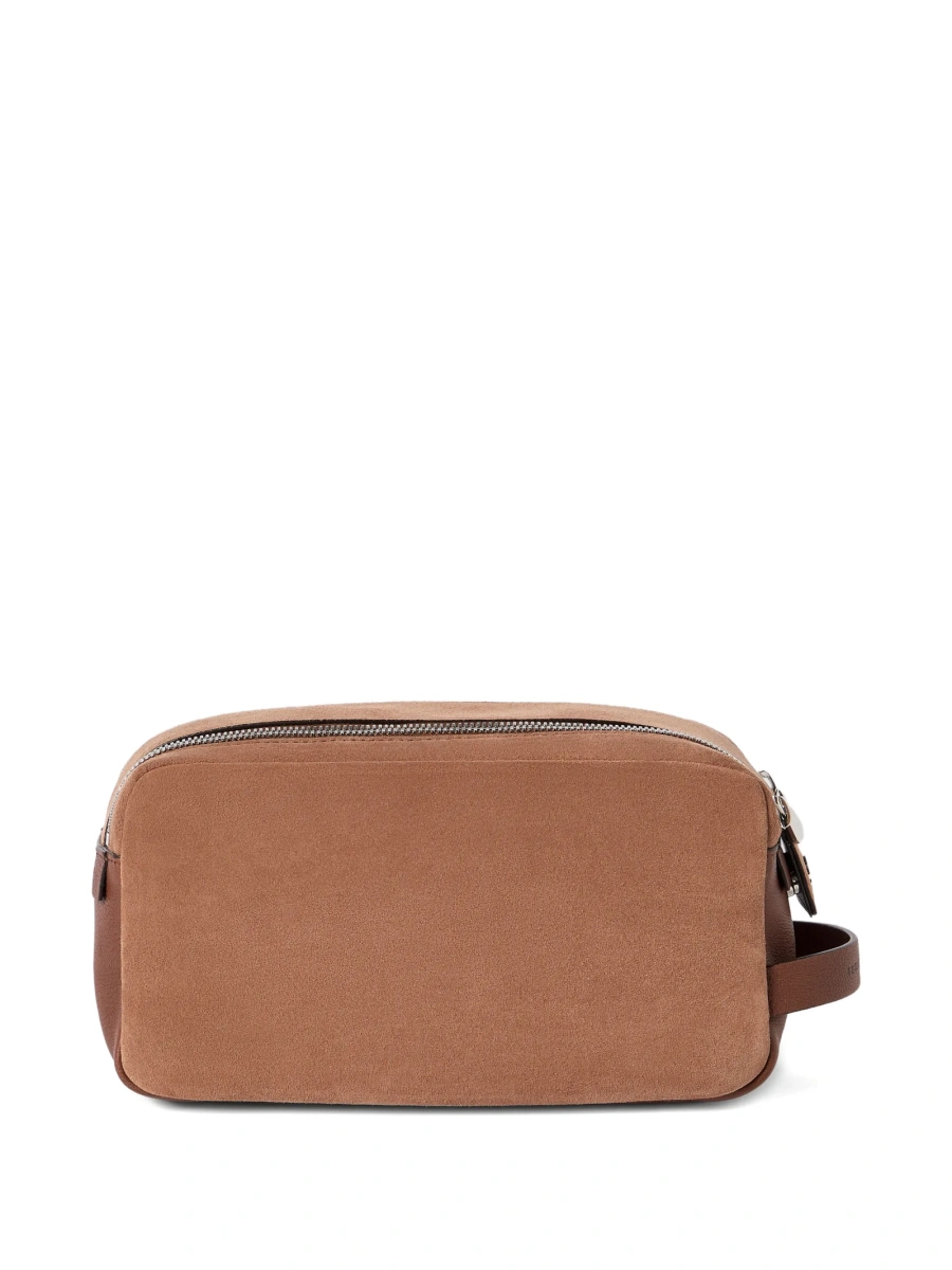 Accesorii de voiaj Brunello Cucinelli maro din piele si piele intoarsa - Img 3