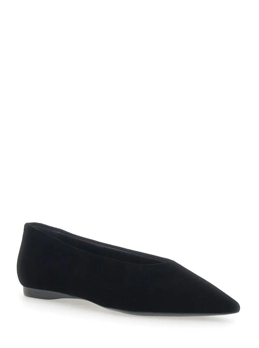 Balerini Black Ballet Shoes with Pointed Toe in Ecosuede for Women - Img 2