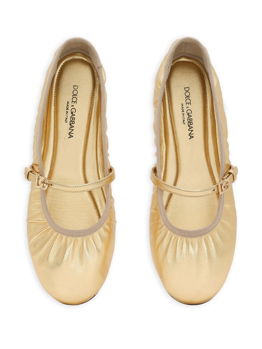 Balerini Dolce &amp; Gabbana aurii din bumbac si piele - Img 4