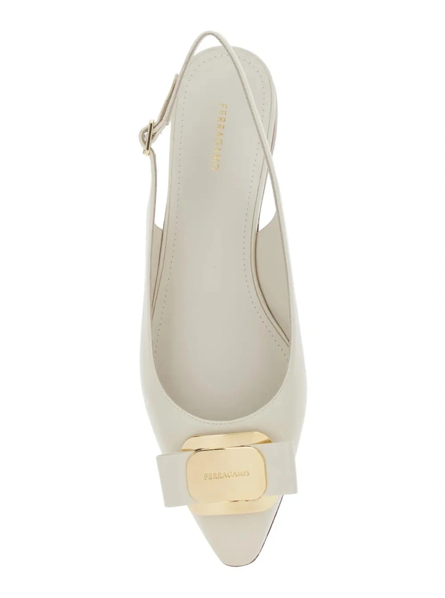 Balerini Ferragamo albi din piele - Img 3