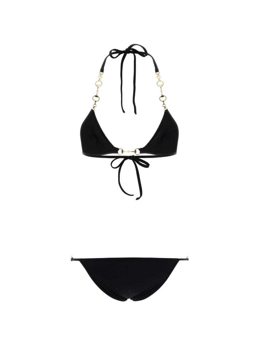 Bikini Gucci Horsebit negri din poliamida si elastan - Img 2