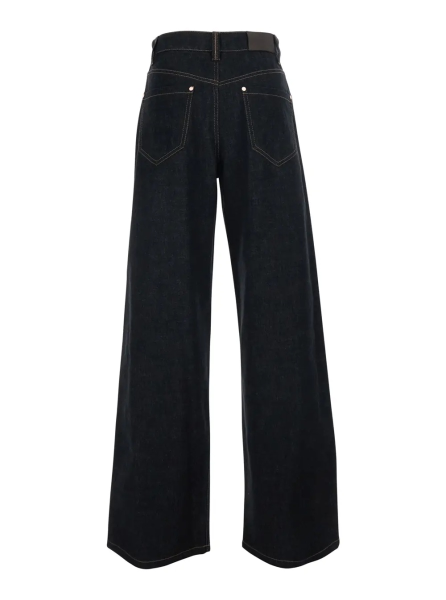 Blugi Black Jeans with logo patch on the back and contrasting stitching in denim for women - Img 2