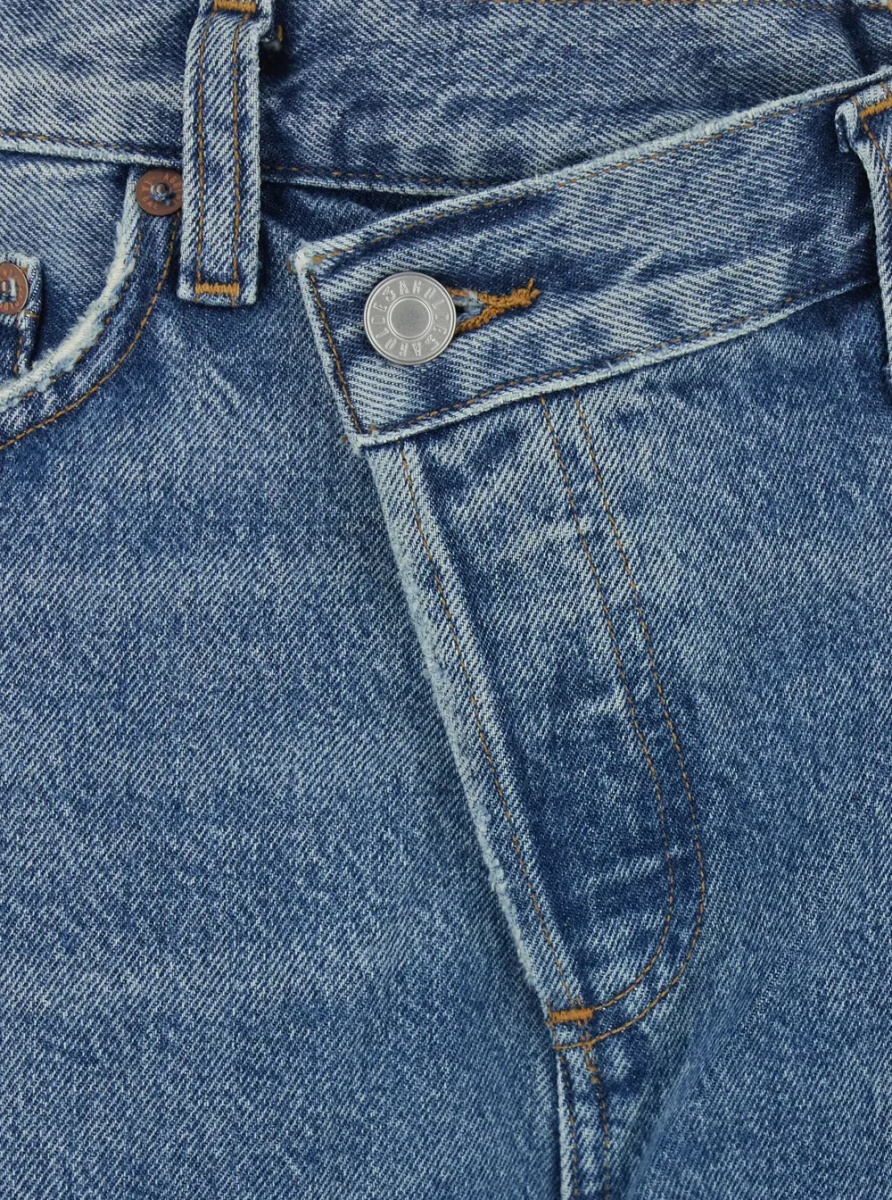 Blugi Blue Asymmetrical Wide Leg Jeans in Denim for Women - Img 3