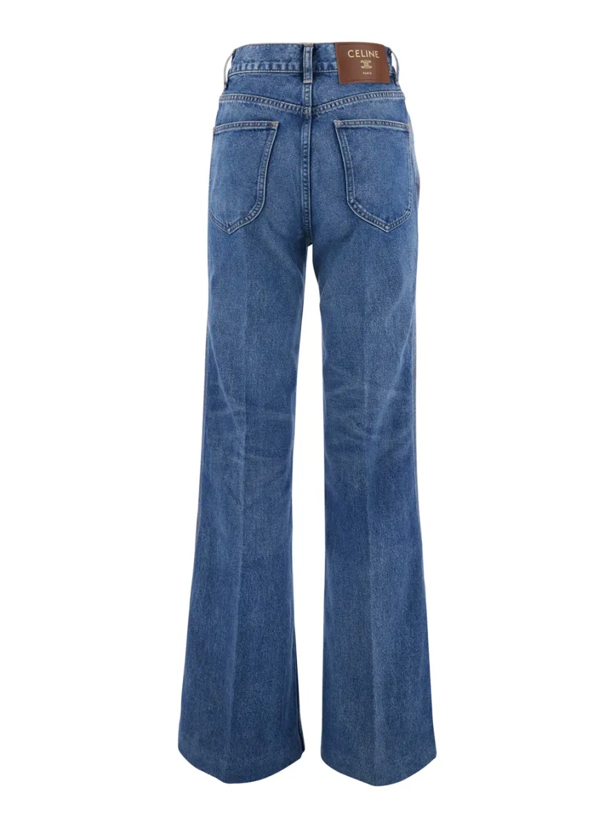 Blugi Blue High-waisted Jeans with Flared design in Denim for Women - Img 2