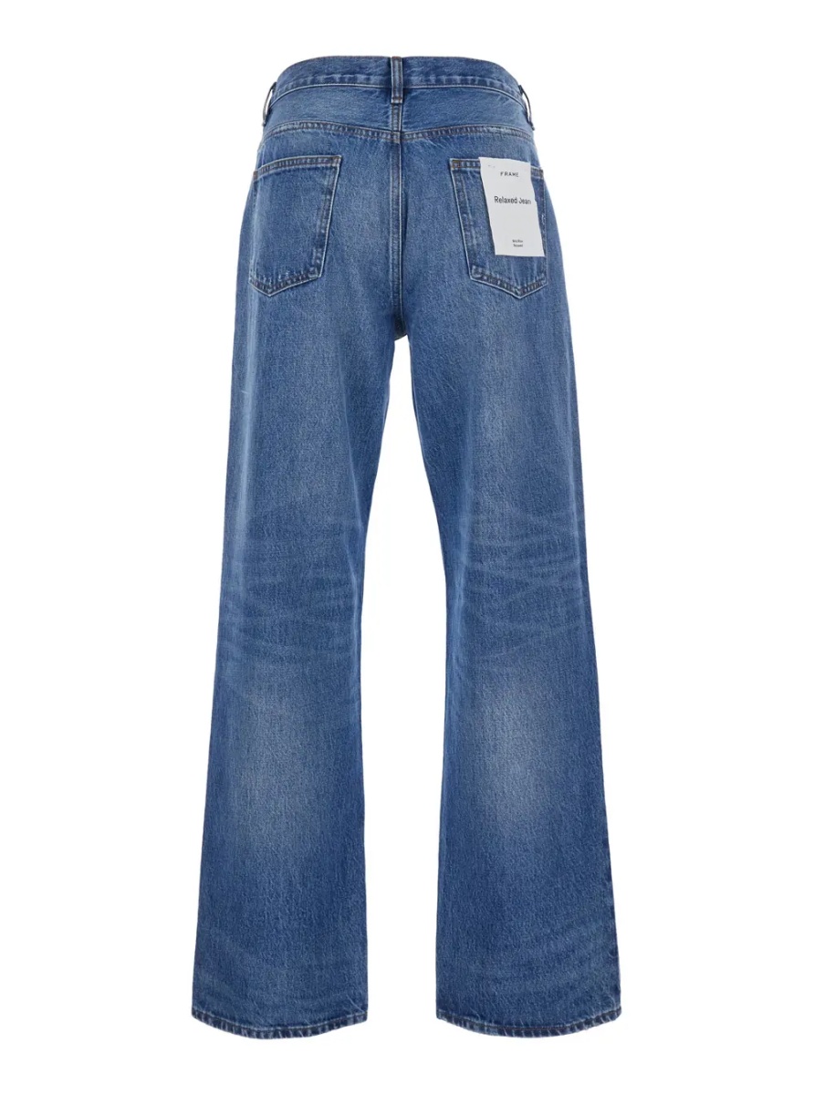 Blugi Blue Jeans with Faded Design and Wide Leg in Denim for Men - Img 2