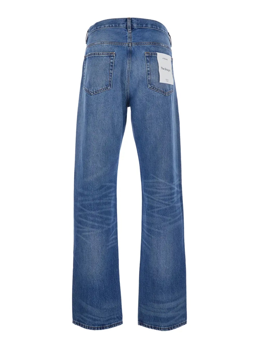 Blugi Blue Straight Jeans with Belt Loops in Denim for Men - Img 2