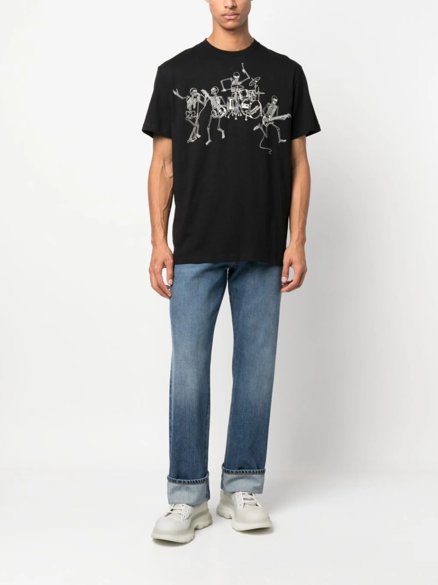 Blugi drepti Alexander McQueen albastri din bumbac - Img 2
