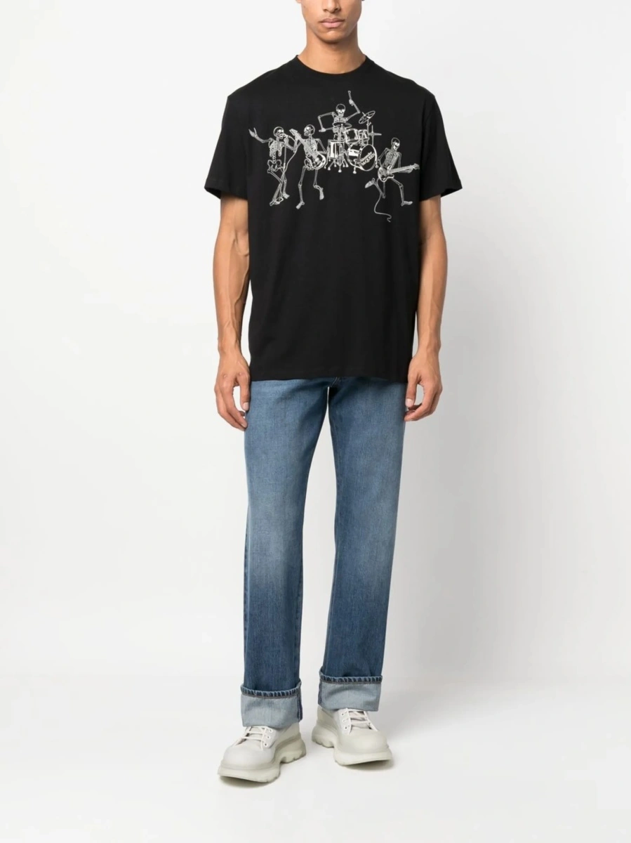 Blugi drepti Alexander McQueen albastri din bumbac - Img 2